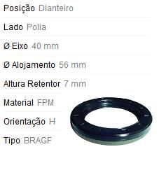 Retentor Motor Dianteiro - Polia Virabrequim - Uno 1.3 8v - 1.6 8v 1984 a 1995