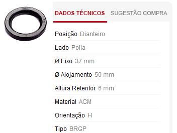 Retentor Motor Dianteiro - Polia Virabrequim - Pajero IO 1.8 16v após 1999...