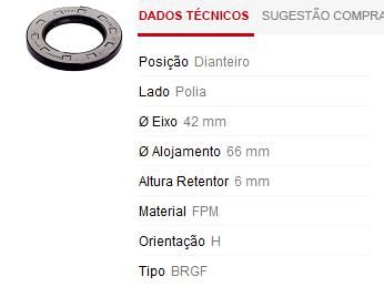 Retentor Motor Dianteiro - Polia Virabrequim - Peugeot 206 1.6 16v 2001 a 2009