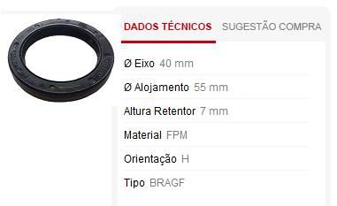 Retentor Motor Dianteiro - Comando Válvula /Auxiliar/Virabrequim - Uno 1.4 8v Fire EVO 2010 a 2017