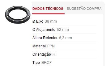Retentor Motor Dianteiro - Comando Válvula /Auxiliar - Courier 1.4 16v - Zetec 1996 a 1999