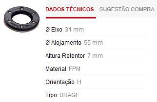 Retentor Motor Dianteiro - Comando Válvula /Auxiliar - Uno 1.0 8v - Fire EVO 2008 a 2017