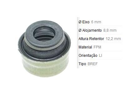 Retentor Haste Válvula - Admissão e Escapamento - Xsara 1.6 16v 2000 a 2005 - Haste 6mm