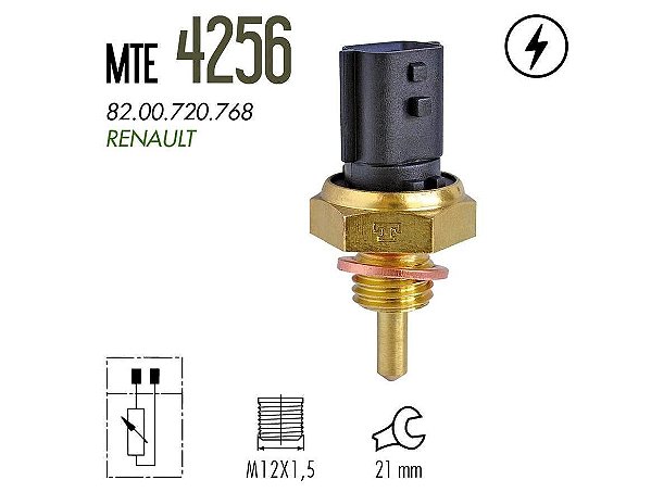 Sensor/Interruptor Temperatura Agua - Injeção Eletrônica - Megane Grand Tour 2.0 16v 2006 a 2012