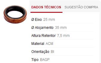 Retentor Câmbio/Diferencial - Semi Arvore - Fiorino 1.0/1.3/1.5/1.6 8v 1981 a 1996