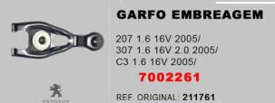 Garfo Embreagem - Peugeot 207 1.6 16v 2005 a 2014