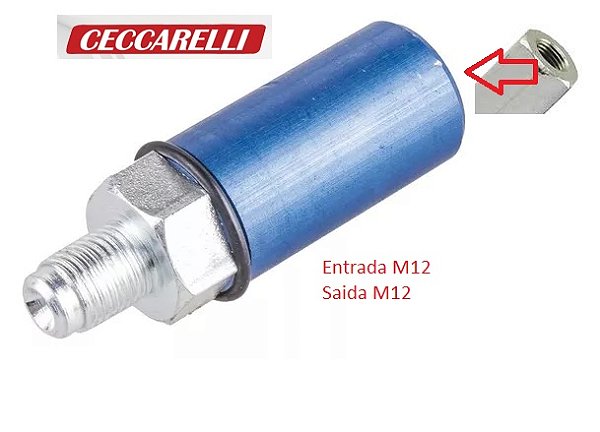 Válvula Equalizadora Freio - Ceccarelli - Peugeot 208 1.5/1.6 8v/16v após 2012... - Entrada M12 e Saida M12 - 25 Bar