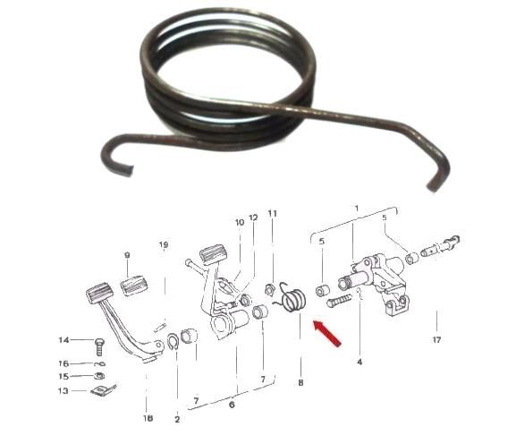 Mola Retorno Pedal Freio - Fusca 1.2/1.3/1.5/1.6 8v 1960 a 1996