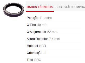 Retentor Roda Traseira - Saveiro 1.6/1.8/2.0 8v após 1982...