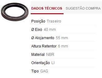 Retentor Roda Traseira - KA 1.0/1.3/1.6 8v 1997 a 2014