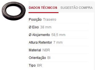 Retentor Roda Traseira - Del Rey 1.6/1.8 8v 1981 a 1992