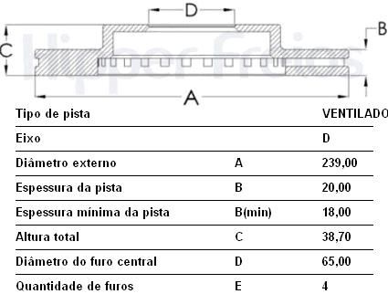 Par Disco Freio Dianteiro - 239mm x 20mm - Ventilado  - Fremax - Ibiza 1.0 16v - 1.6/1.8 8v 1999 a 2004