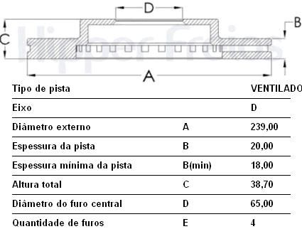 Par Disco Freio Dianteiro - 239mm x 20mm - Ventilado - Fremax - Quantum 1.8/2.0 8v 1990 a 1993