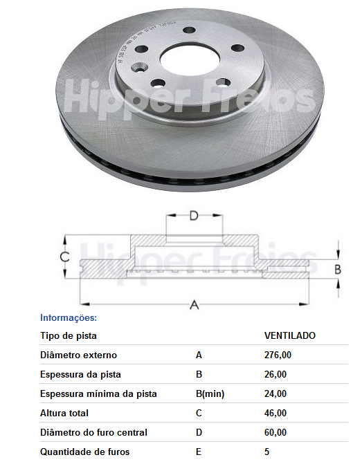 Par Disco Freio Dianteiro - Hiperfreios - Cruze 1.4 16v - Turbo após 2017...