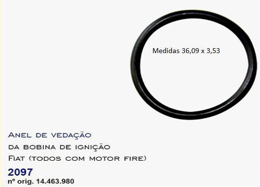 Anel Vedação Suporte Bobina Ignição - Retentor 36,09 x 3,53 - Strada 1.0/1.3 8v/16v Fire - 1.4 8v - 1.8 16v após 2000...
