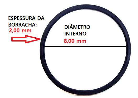 Anel Oring Milimétrico - 8,00mm x 2,00mm - Universal