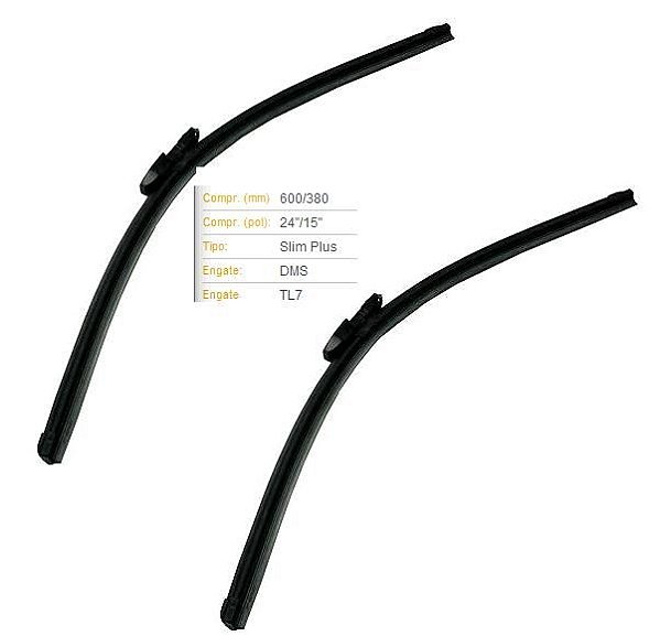 Par Palheta Dianteira 24"/15" - Argo 1.0 6v - 1.3 8v - 1.8 16v após 2017... - Lado Motorista / Passageiro