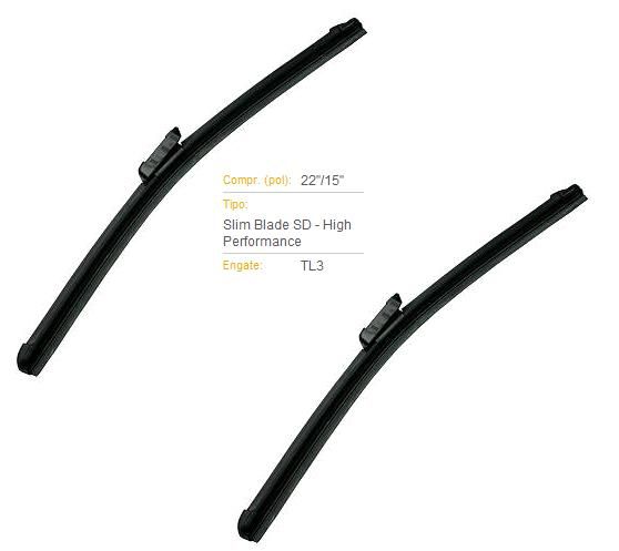 Par Palheta Dianteira 22"/15" - Crossfox 1.6 8v/16v 2012 a 2017 - Lado Motorista / Passageiro - Conexão TL3