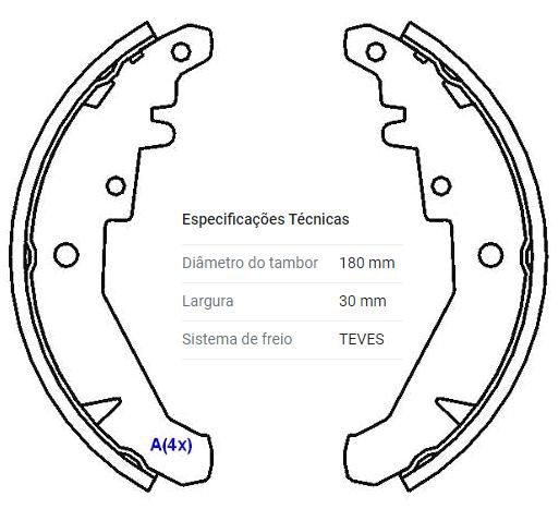 Sapata Freio Traseiro - Uno Vivace 1.0 8v 2010 a 2016