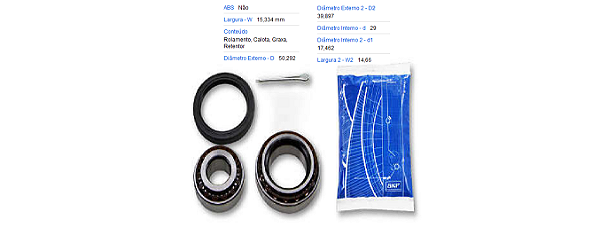 Kit Rolamento Roda Traseiro - Monza 1.6/1.8/2.0 8v 1982 a 1996