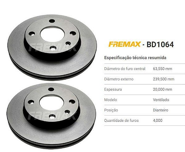 Par Disco Freio Dianteiro - Ventilado Fiesta 1.0/1.6 8V 1999 a 2014