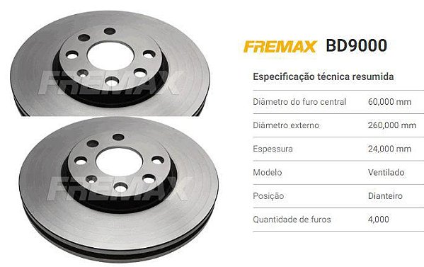 Par Disco Freio Dianteiro - Ventilado Montana 1.8 8v 2003 a 2010