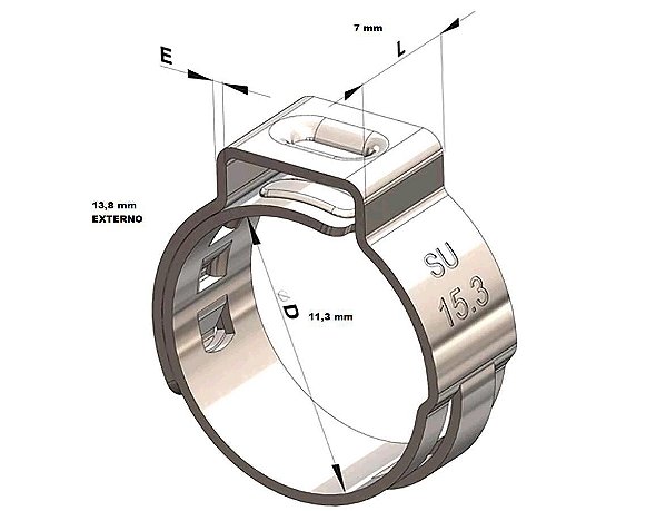 Abraçadeira Radial Injeção - 11,3 x 13,8mm