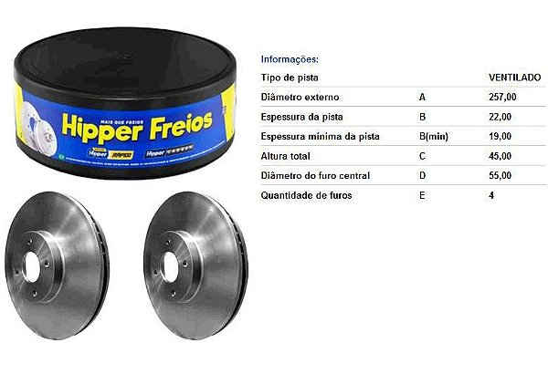 Par Disco Freio Dianteiro - Etios 1.3/1.5 16v após 2012...