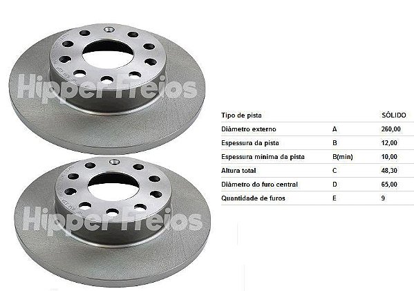 Par Disco Freio Traseiro - A3 Sportback 2.0 16v 2007 a 2013