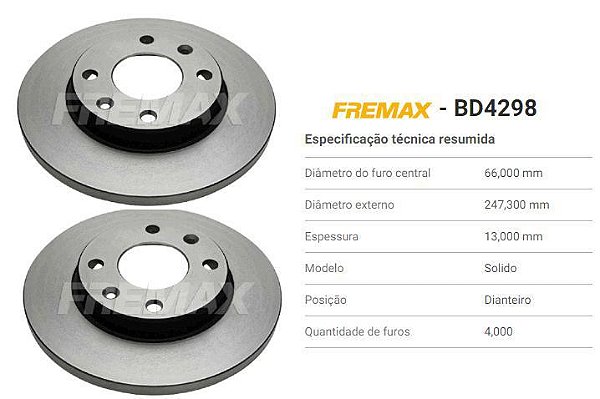 Par Disco Freio Dianteiro - Sólido 206 Peugeot 1.0 16v - 1.4 8v 1998 a 2009