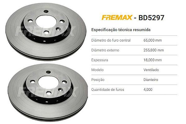 Par Disco Freio Dianteiro - 256mm x 18mm - Ventilado Gol G6 / G7 1.0/1.6 8v após 2012...