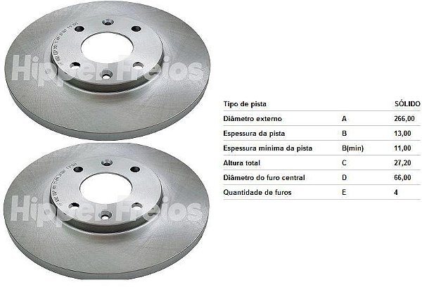 Par Disco Freio Dianteiro - Sólido Partner 1.8 8v 1999 a 2003