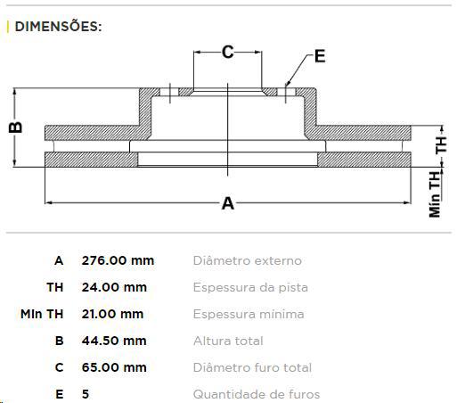Par Disco Freio Dianteiro - Polo 1.0 12v após 2018...