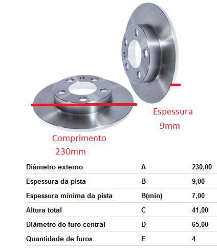 Par Disco Freio Traseiro - Saveiro Cross 1.6 16v 2014 a 2016