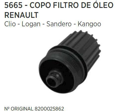 Refil Copo Tampa Filtro Óleo Motor - Twingo 1.0 16v 2000 a 2002