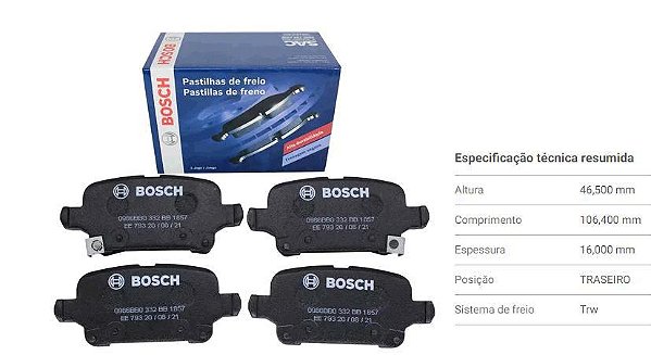 Jogo Pastilha Freio Traseiro - Equinox 1.5 após 2020...