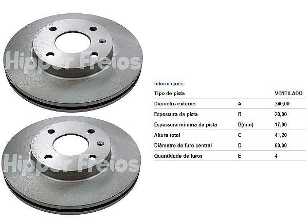 Par Disco Freio Dianteiro - Corsa 1.4 8v 1994 a 1996