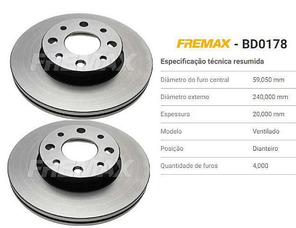 Par Disco Freio Dianteiro - Uno 1.3 8v 2003 a 2013