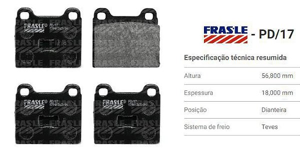 Jogo Pastilha Freio Dianteiro - Gol 1.0/1.6 8v 1984 a 1993