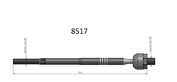Barra Axial Direção S10 2.4/2.8 8v/16v 2012 a 2017