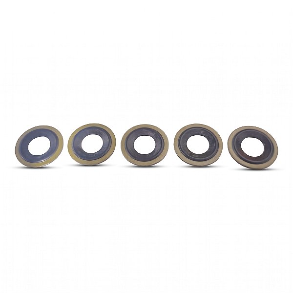 5 Anel Vedação Bujão Carter Óleo Motor Universal - Metal/ Borracha 12x22mm