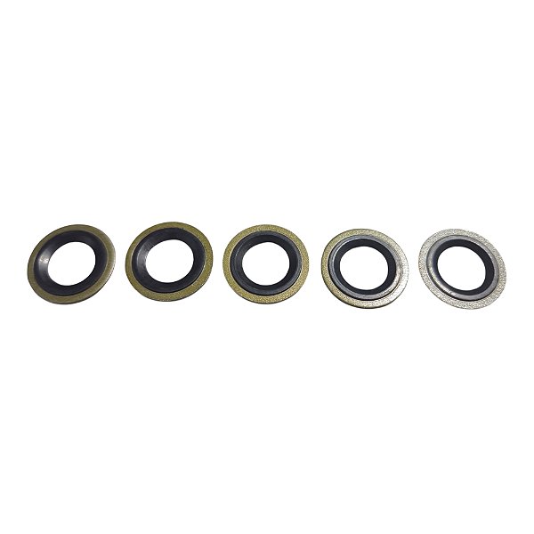 5 Anel Vedação Bujão Carter Óleo Motor Universal - Metal/ Borracha 14x22mm