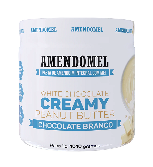 Pasta de Amendoim Chocolate Branco Lisa 1kg - Amendomel