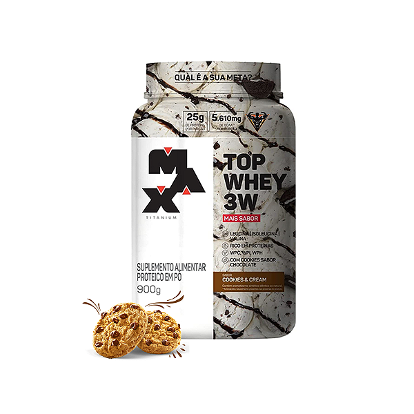 Top Whey 3W + SABOR COOKIES 900g - Max Titanium