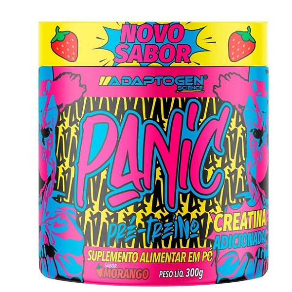 Panic Pre Workout Morango 300g - Adaptogen