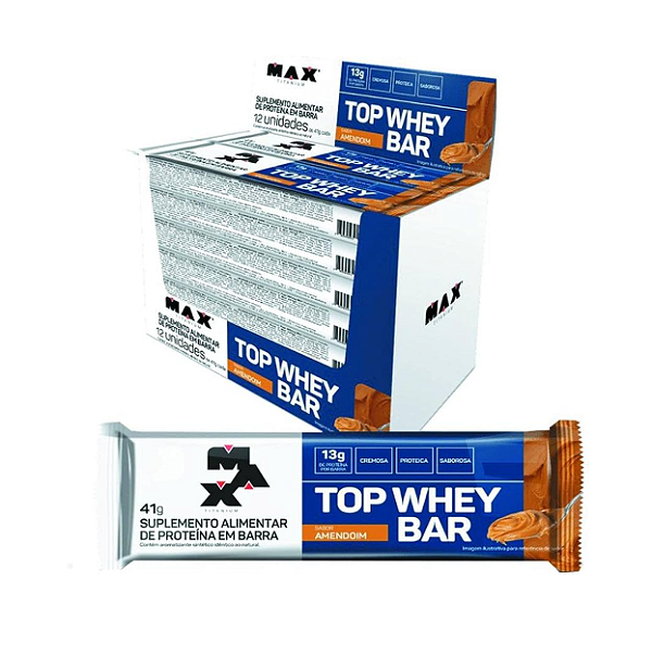 Barra Top Whey Max Titanium Amendoim cx c/ 12x41g
