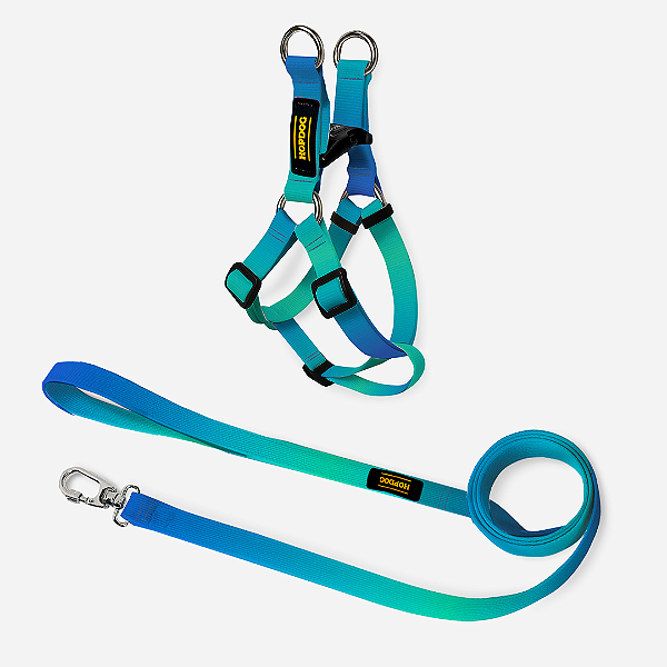 Kit Azul e Verde - Peitoral Step In com Guia