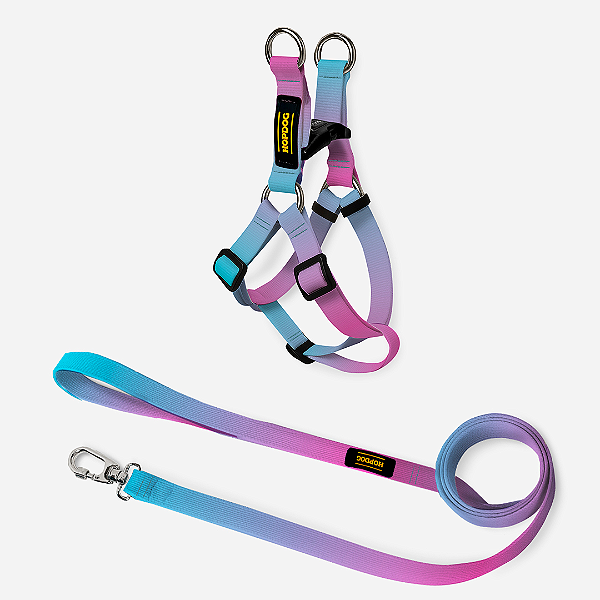Kit Azul e Roxo - Peitoral Step In com Guia