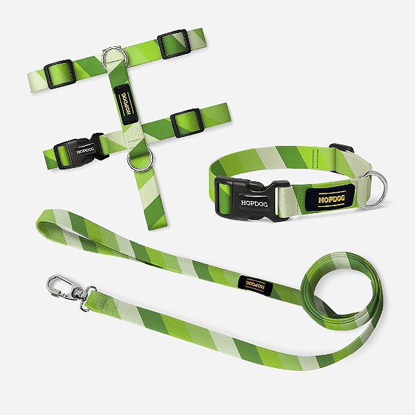 Kit Verde - Peitoral H com Guia Slim e Coleira