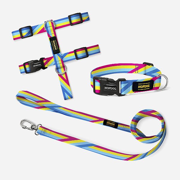 Kit Rainbow - Peitoral H com Guia Slim e Coleira